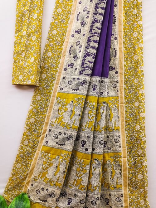 traditional kalamkari mul cotton saree