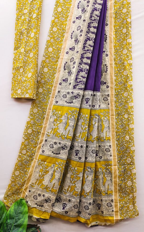 traditional kalamkari mul cotton saree
