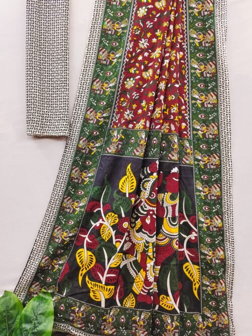 Traditional kalamkari mul cotton saree