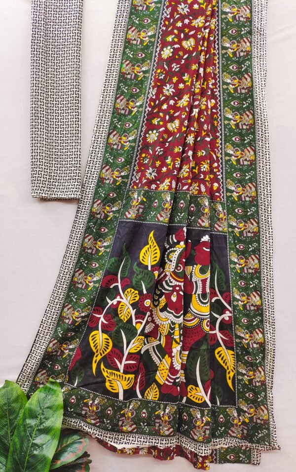 Traditional kalamkari mul cotton saree
