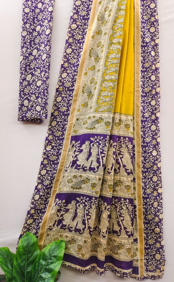 Traditional kalamkari mul cotton saree