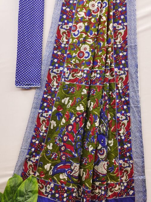 Traditional kalamkari mul cotton saree