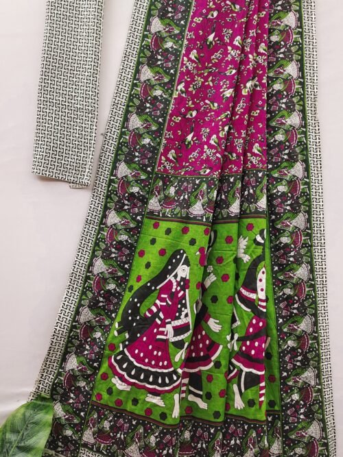 Traditional kalamkari mul cotton saree