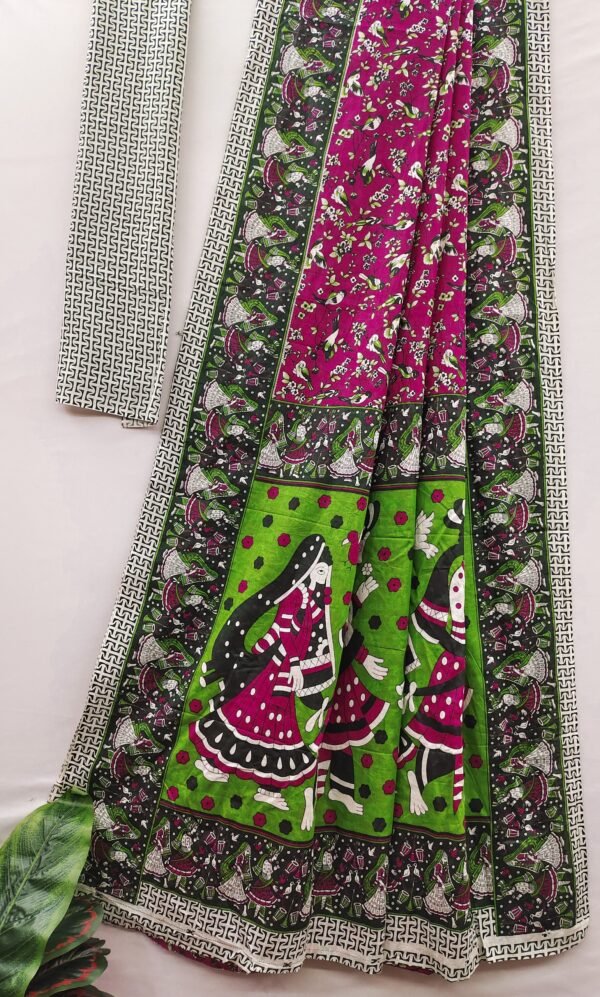 Traditional kalamkari mul cotton saree
