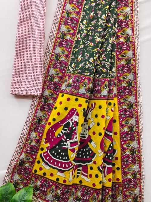 Traditional kalamkari mul cotton saree