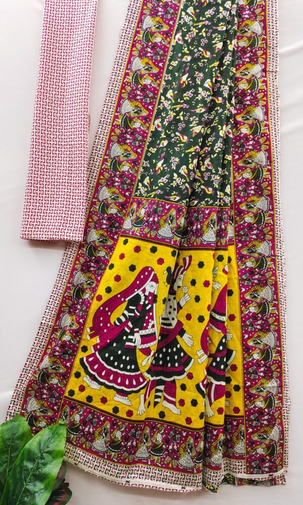 Traditional kalamkari mul cotton saree