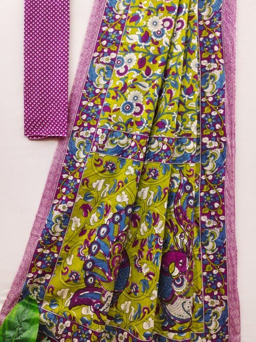 Traditional kalamkari mul cotton saree