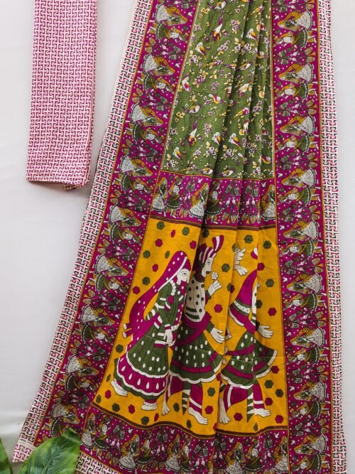 Traditional kalamkari mul cotton saree