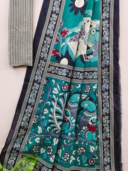 Traditional kalamkari mul cotton saree