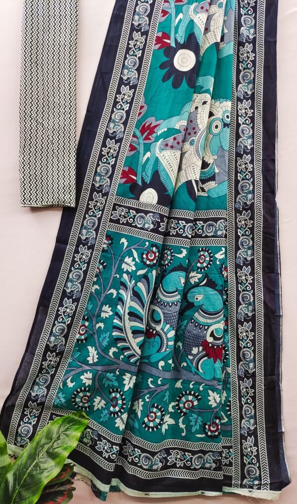 Traditional kalamkari mul cotton saree