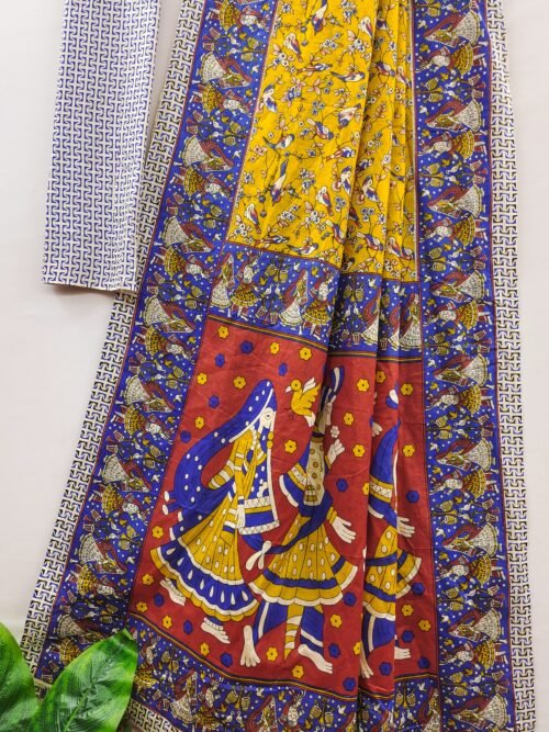 Traditional kalamkari mul cotton saree