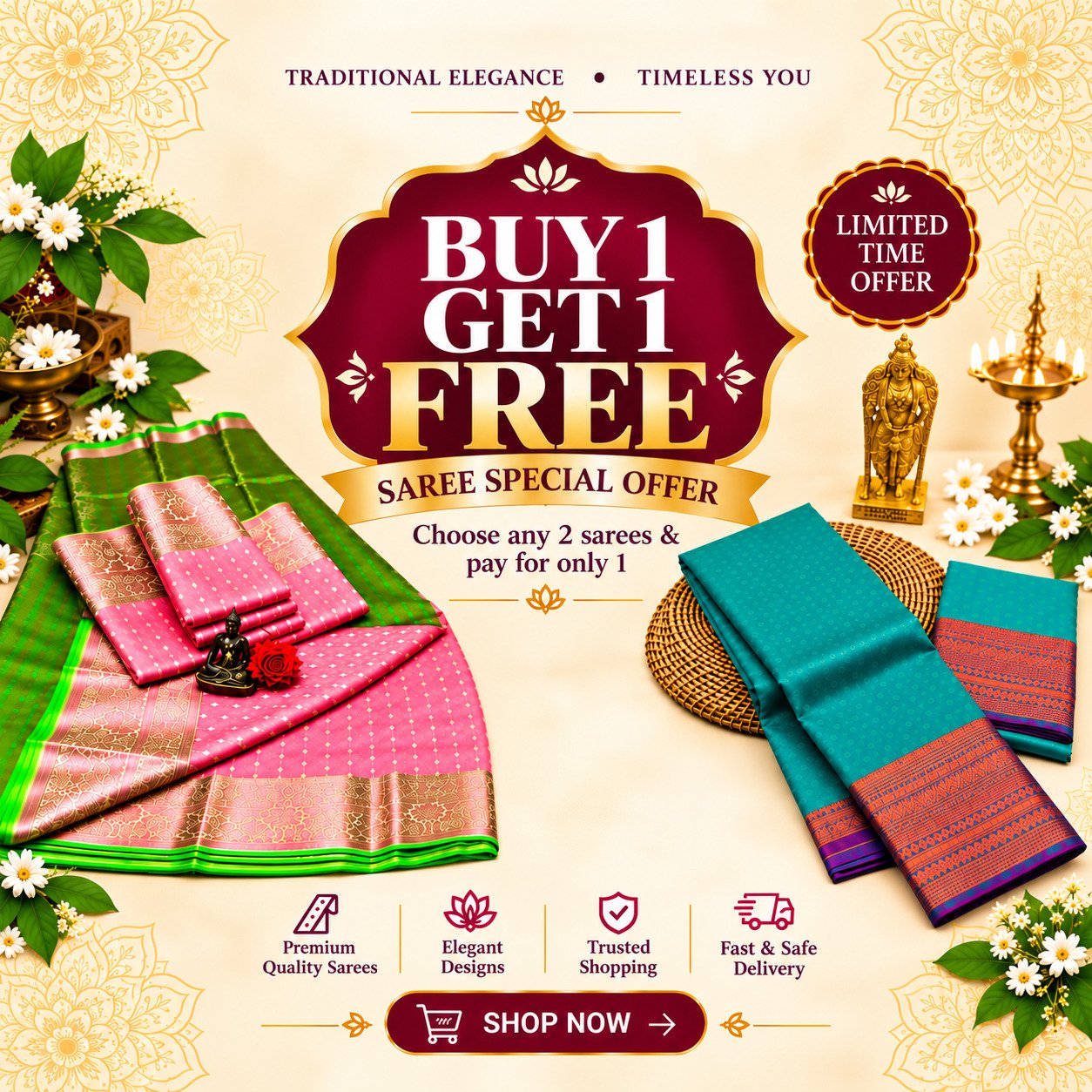 Tirumala Boutique Buy One Get One Saree Offer
